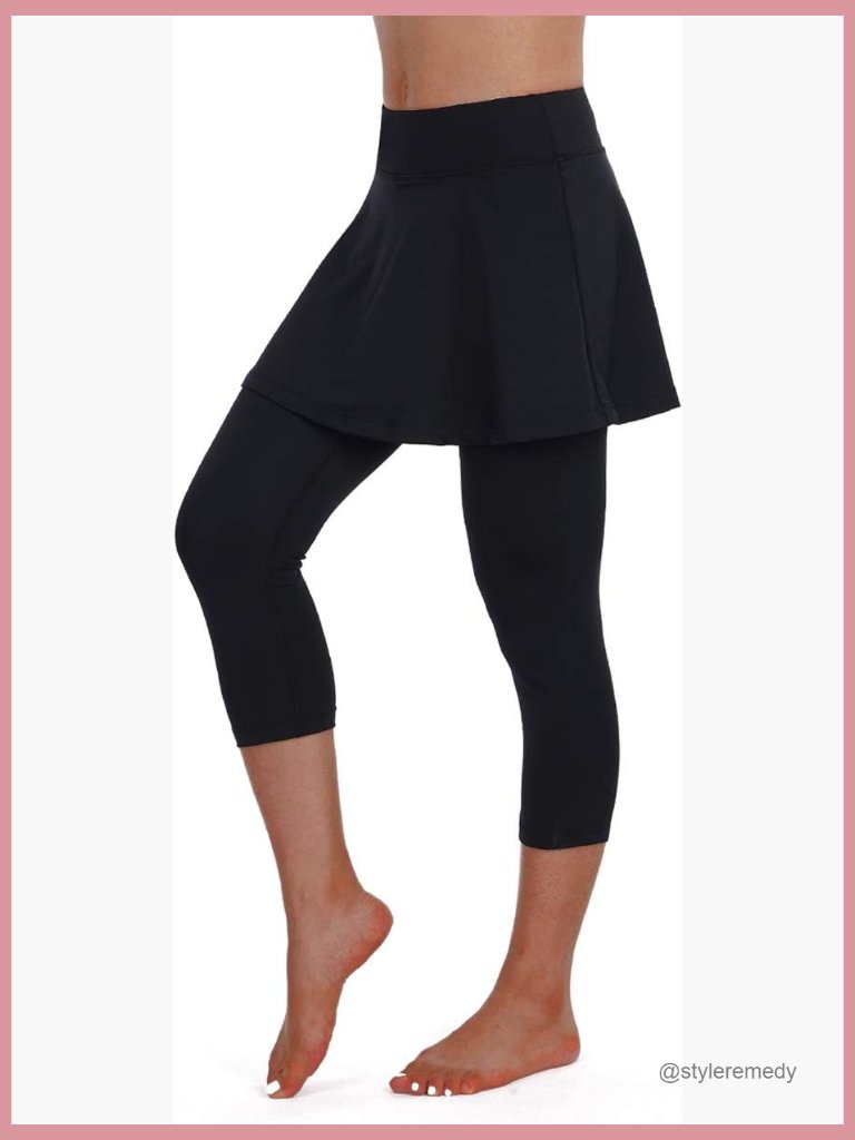 Skirted Leggings With Pockets For Tennis Golf Running Yoga